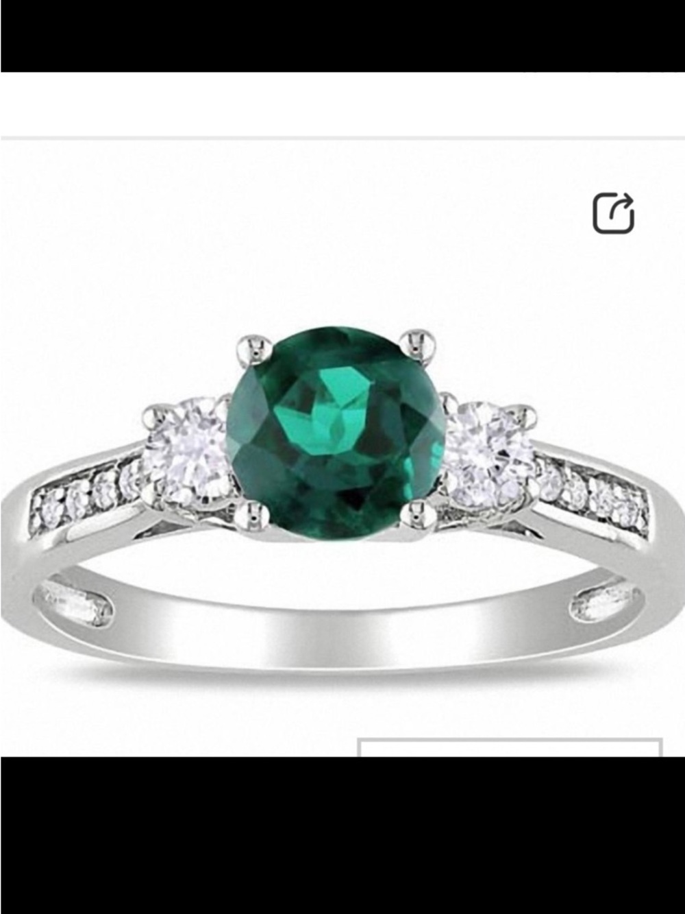 10K Gold People’s Lab-Created Emerald & White Sapphire & Diamond Ring 
size 5.5